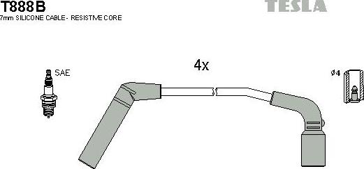 TESLA T888B - Kit de câbles d'allumage droxauto.com