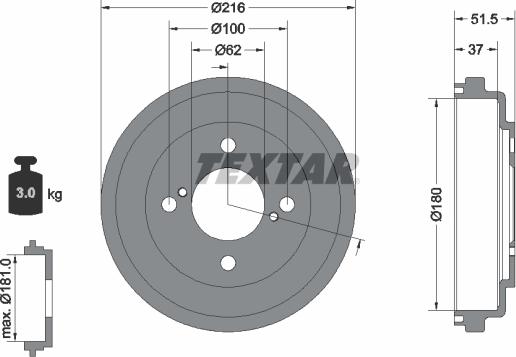 Textar 94049600 - Tambour de frein droxauto.com