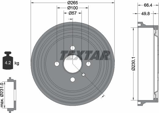 Textar 94048700 - Tambour de frein droxauto.com