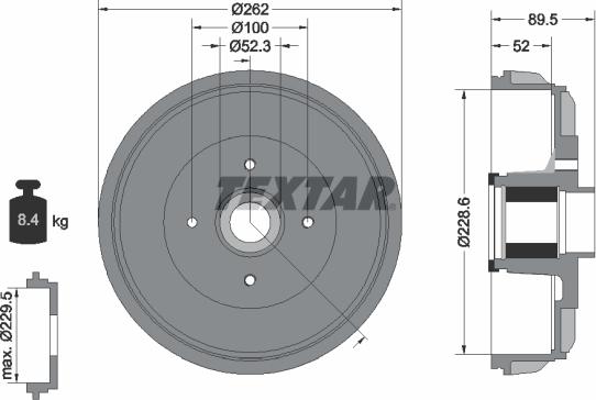 Textar 94047400 - Tambour de frein droxauto.com
