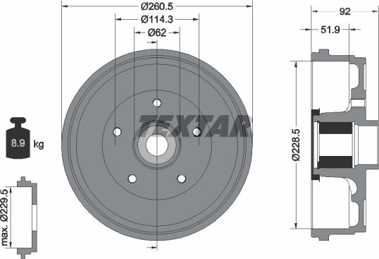 Textar 94047500 - Tambour de frein droxauto.com