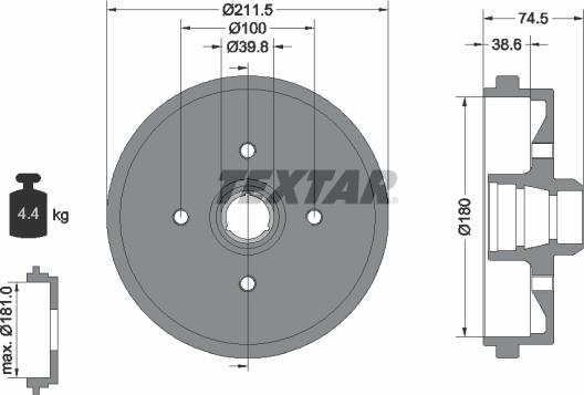 Textar 94006600 - Tambour de frein droxauto.com
