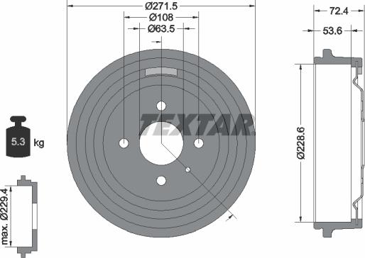 Textar 94007300 - Tambour de frein droxauto.com