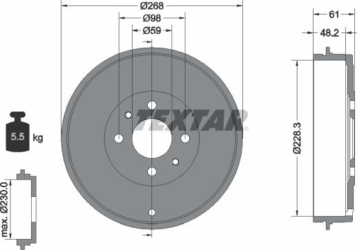 Textar 94014000 - Tambour de frein droxauto.com