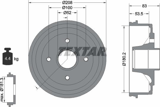Textar 94013500 - Tambour de frein droxauto.com