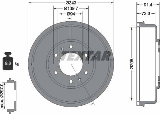 Textar 94035300 - Tambour de frein droxauto.com