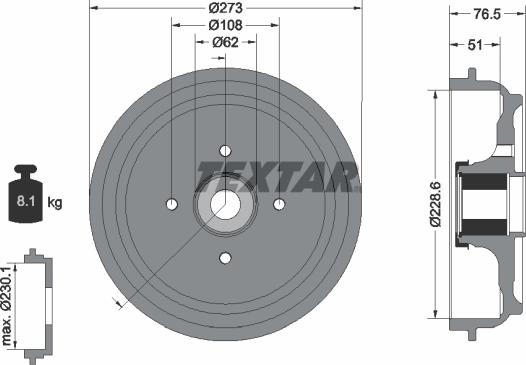 Textar 94037900 - Tambour de frein droxauto.com