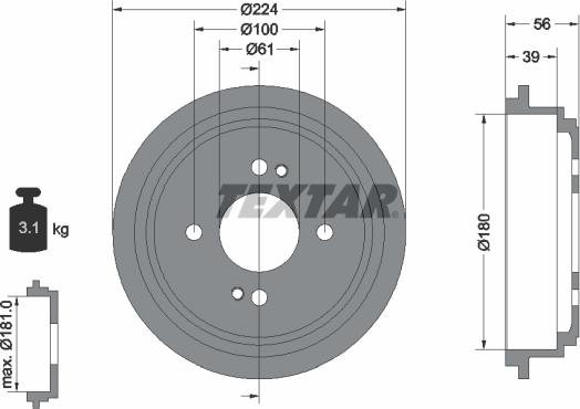 Textar 94028000 - Tambour de frein droxauto.com