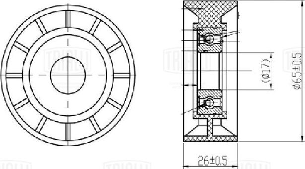 Trialli CM 0955 - Poulie renvoi / transmission, courroie trapézoïdale à nervures droxauto.com