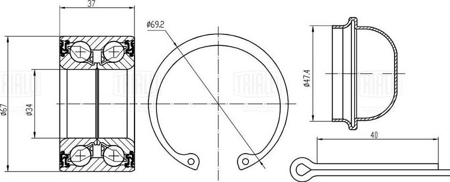 Trialli CS 2171 - Kit de roulements de roue droxauto.com