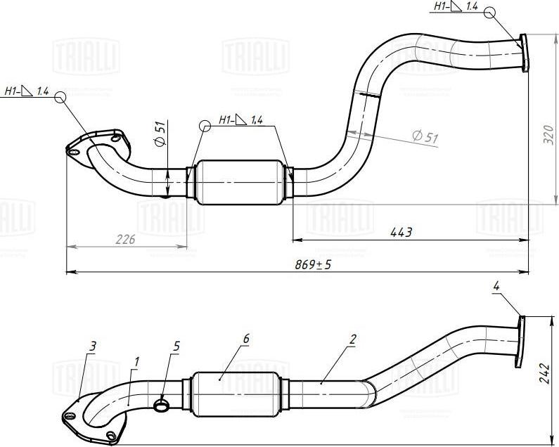 Trialli ERP 1415 - Tuyau d'échappement droxauto.com