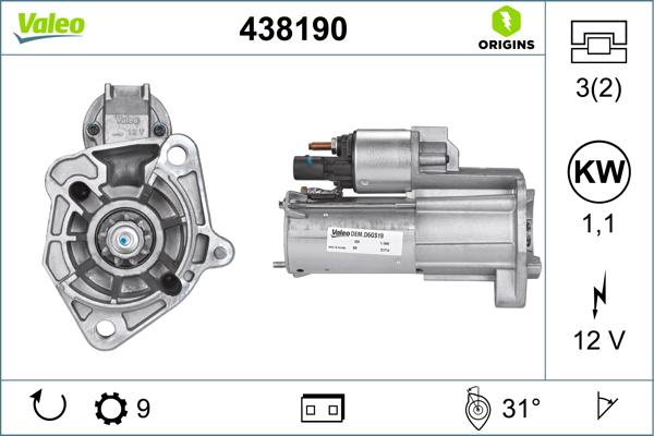 VALEO 438190 - Démarreur droxauto.com
