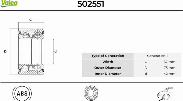 VALEO 502551 - Kit de roulements de roue droxauto.com