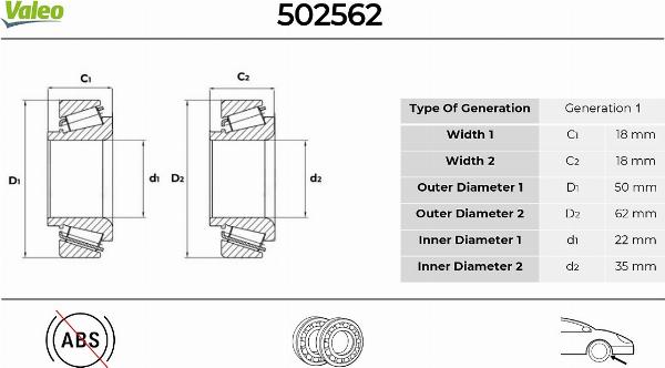 VALEO 502562 - Kit de roulements de roue droxauto.com