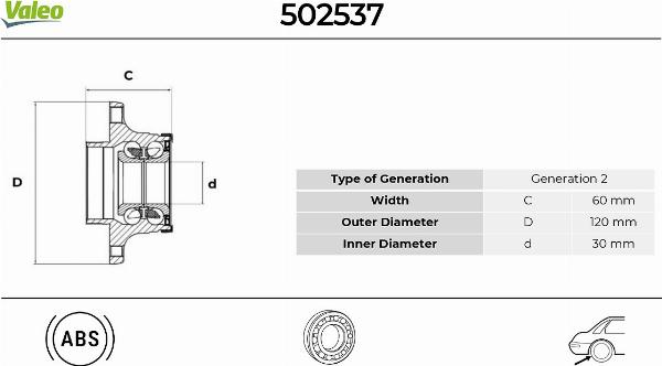 VALEO 502537 - Kit de roulements de roue droxauto.com