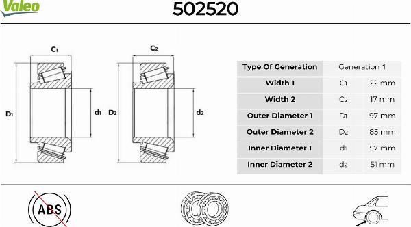 VALEO 502520 - Kit de roulements de roue droxauto.com
