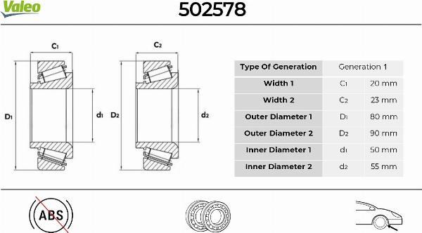VALEO 502578 - Kit de roulements de roue droxauto.com
