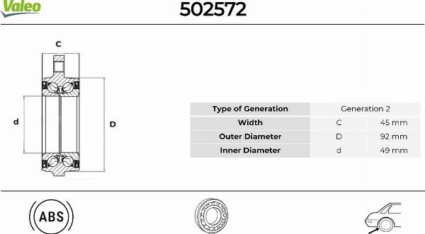 VALEO 502572 - Kit de roulements de roue droxauto.com
