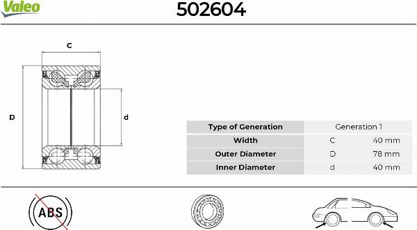 VALEO 502604 - Kit de roulements de roue droxauto.com