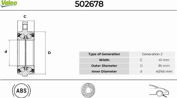 VALEO 502678 - Kit de roulements de roue droxauto.com
