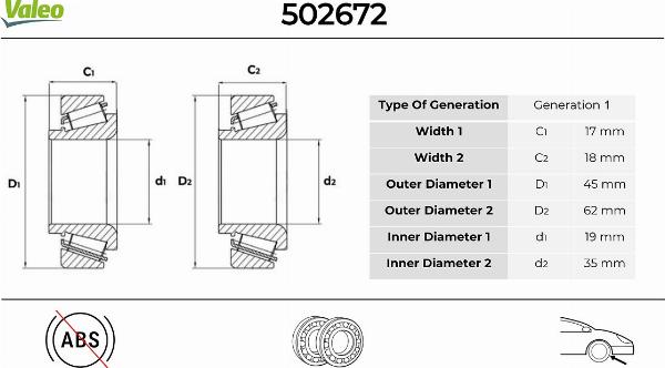 VALEO 502672 - Kit de roulements de roue droxauto.com