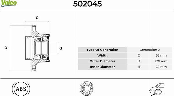 VALEO 502045 - Kit de roulements de roue droxauto.com