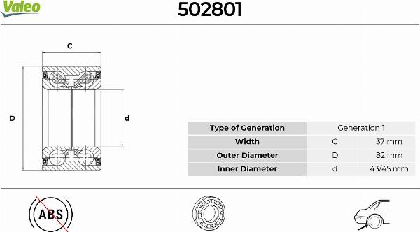VALEO 502801 - Kit de roulements de roue droxauto.com
