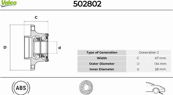 VALEO 502802 - Kit de roulements de roue droxauto.com