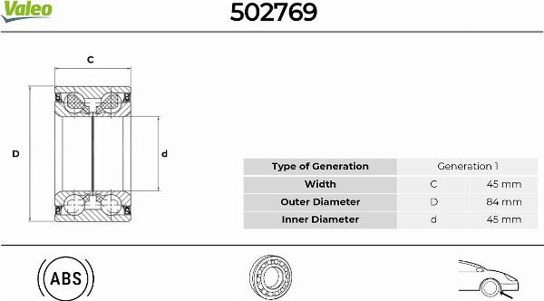 VALEO 502769 - Kit de roulements de roue droxauto.com