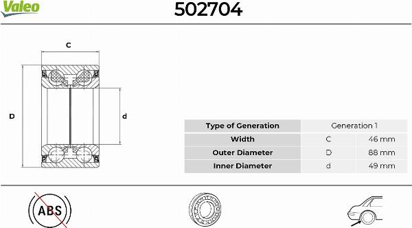 VALEO 502704 - Kit de roulements de roue droxauto.com
