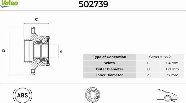VALEO 502739 - Kit de roulements de roue droxauto.com