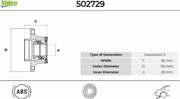 VALEO 502729 - Kit de roulements de roue droxauto.com