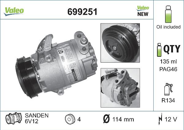 VALEO 699251 - Compresseur, climatisation droxauto.com