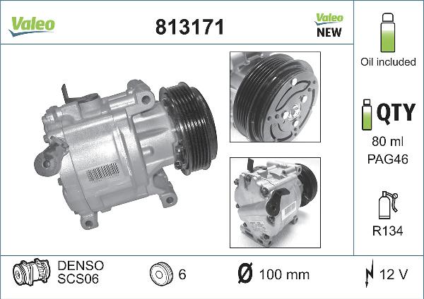 VALEO 813171 - Compresseur, climatisation droxauto.com