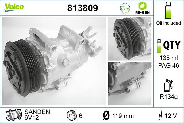 VALEO 813809 - Compresseur, climatisation droxauto.com