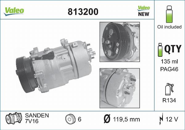 VALEO 813200 - Compresseur, climatisation droxauto.com