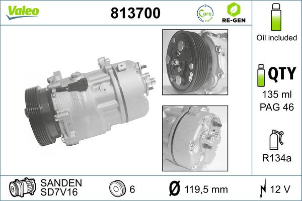 VALEO 813700 - Compresseur, climatisation droxauto.com