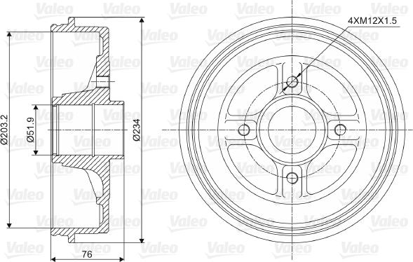 VALEO 237008 - Tambour de frein droxauto.com
