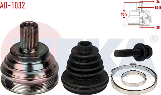 Veka AD-1032 - Jeu de joints, arbre de transmission droxauto.com