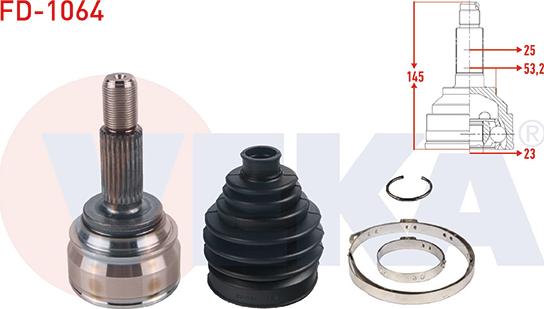 Veka FD-1064 - Jeu de joints, arbre de transmission droxauto.com