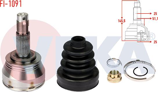 Veka FI-1091 - Jeu de joints, arbre de transmission droxauto.com