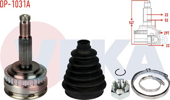Veka OP-1031A - Jeu de joints, arbre de transmission droxauto.com