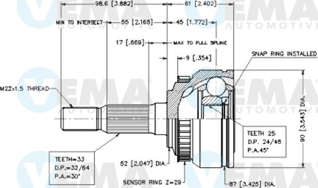 VEMA 18616 - Jeu de joints, arbre de transmission droxauto.com
