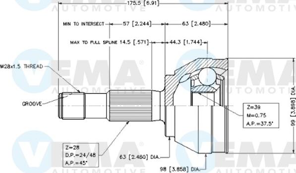 VEMA 18617 - Jeu de joints, arbre de transmission droxauto.com