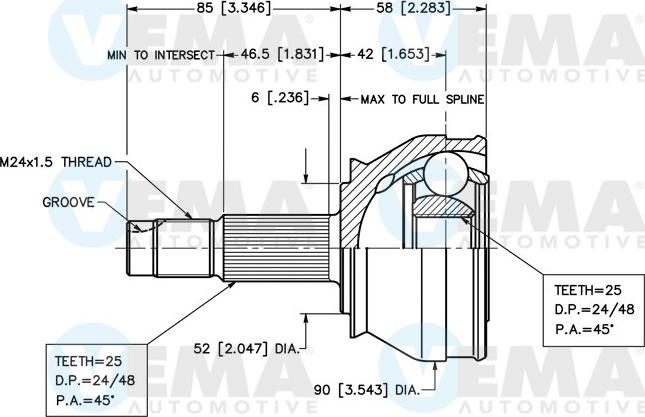 VEMA 18255 - Jeu de joints, arbre de transmission droxauto.com