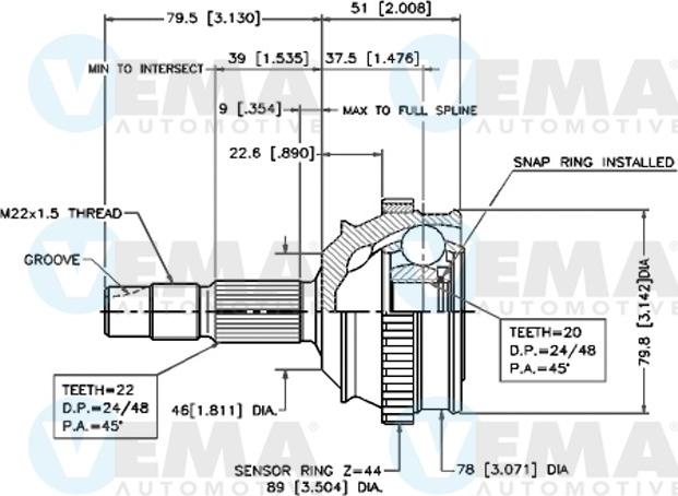 VEMA 18266 - Jeu de joints, arbre de transmission droxauto.com