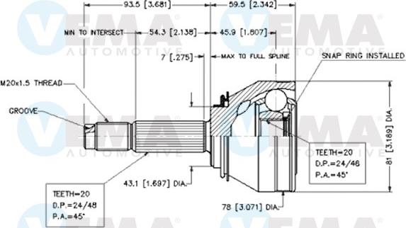VEMA 18200 - Jeu de joints, arbre de transmission droxauto.com
