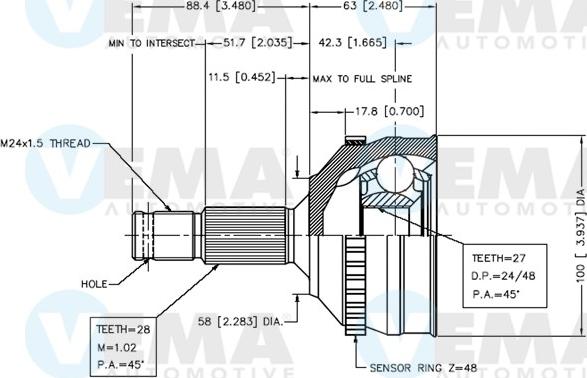 VEMA 18283 - Jeu de joints, arbre de transmission droxauto.com