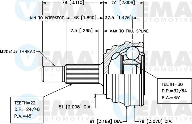 VEMA 18232 - Jeu de joints, arbre de transmission droxauto.com