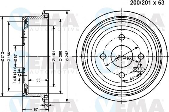 VEMA 800992 - Tambour de frein droxauto.com